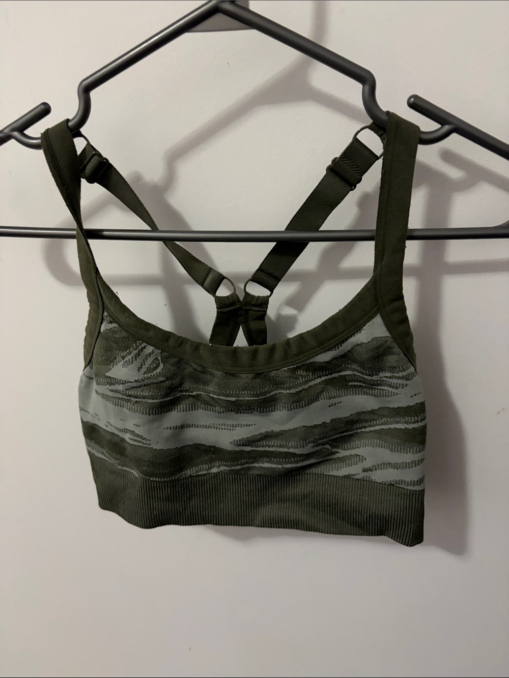 Olive Green Seamless Strappy Sports Bralette